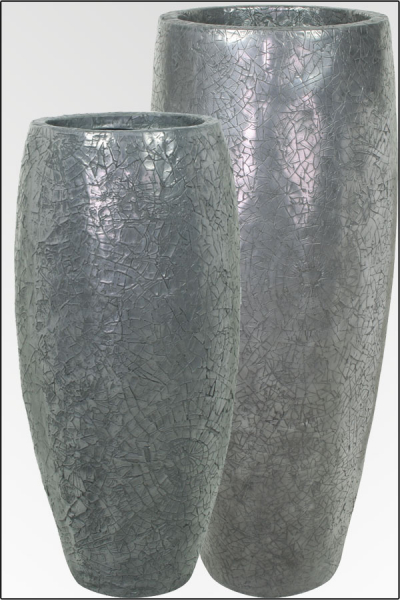 Barletta Vase ca. 120 cm, rund 50 cm aluminium Optik
