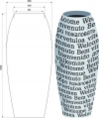 Benvenuto Vase mit Gravur, Polystone Serie in verschiedenen Sprachen 