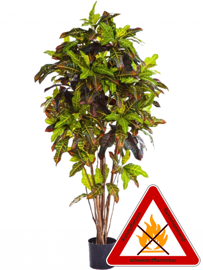 Croton Baum künstlich ca. 150 cm, permanent schwerentflammbar.