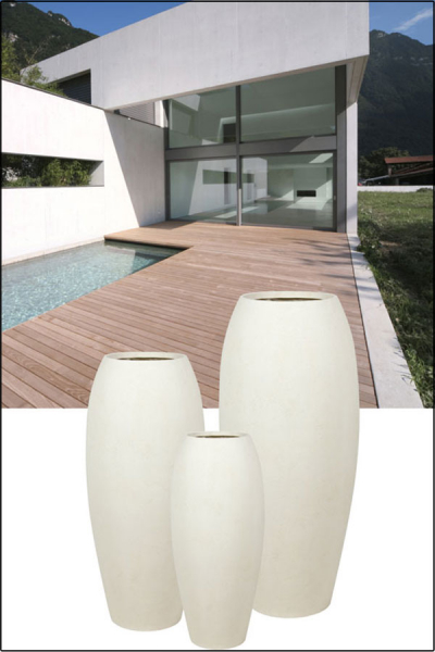 Polystone Serie Del Garda, Vase 120 cm creme