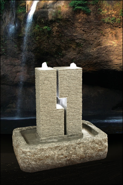 Granitbrunnen "Lypus" 75x55x45 cm mit LED Beleuchtung