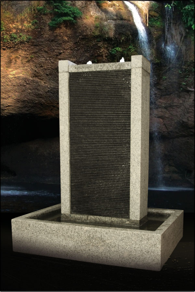 Granitbrunnen "Walsa" 100x75x45 cm mit LED Beleuchtung