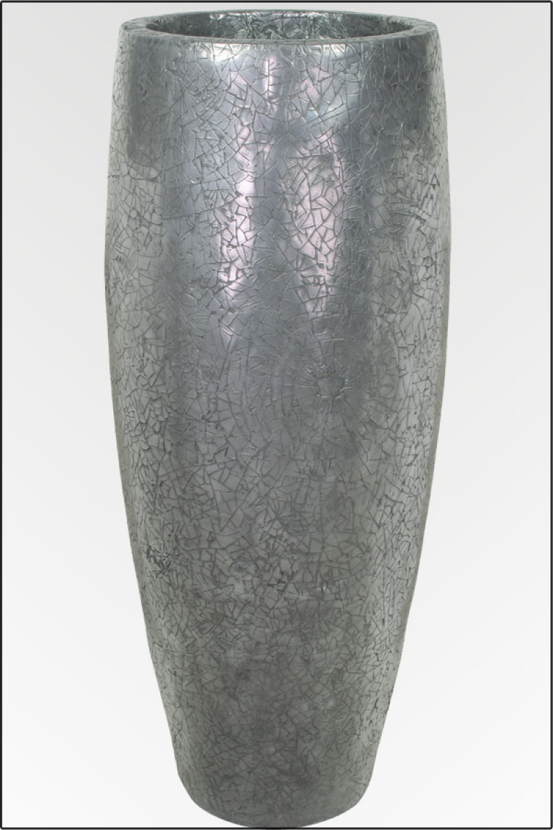 Barletta Vase ca. 120 cm, rund 50 cm aluminium Optik