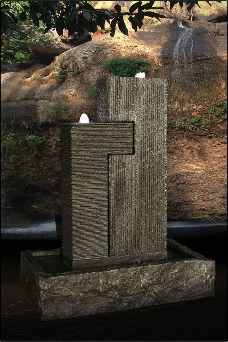 Granitbrunnen "Twinto" 102x80x46 cm mit LED Beleuchtung